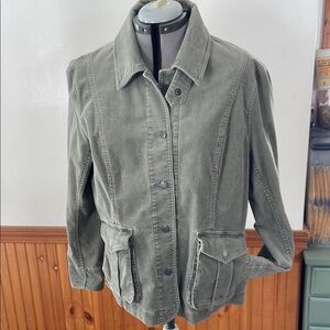 Eddie Bauer Green Utility Jacket with Corduroy Texture Size XL